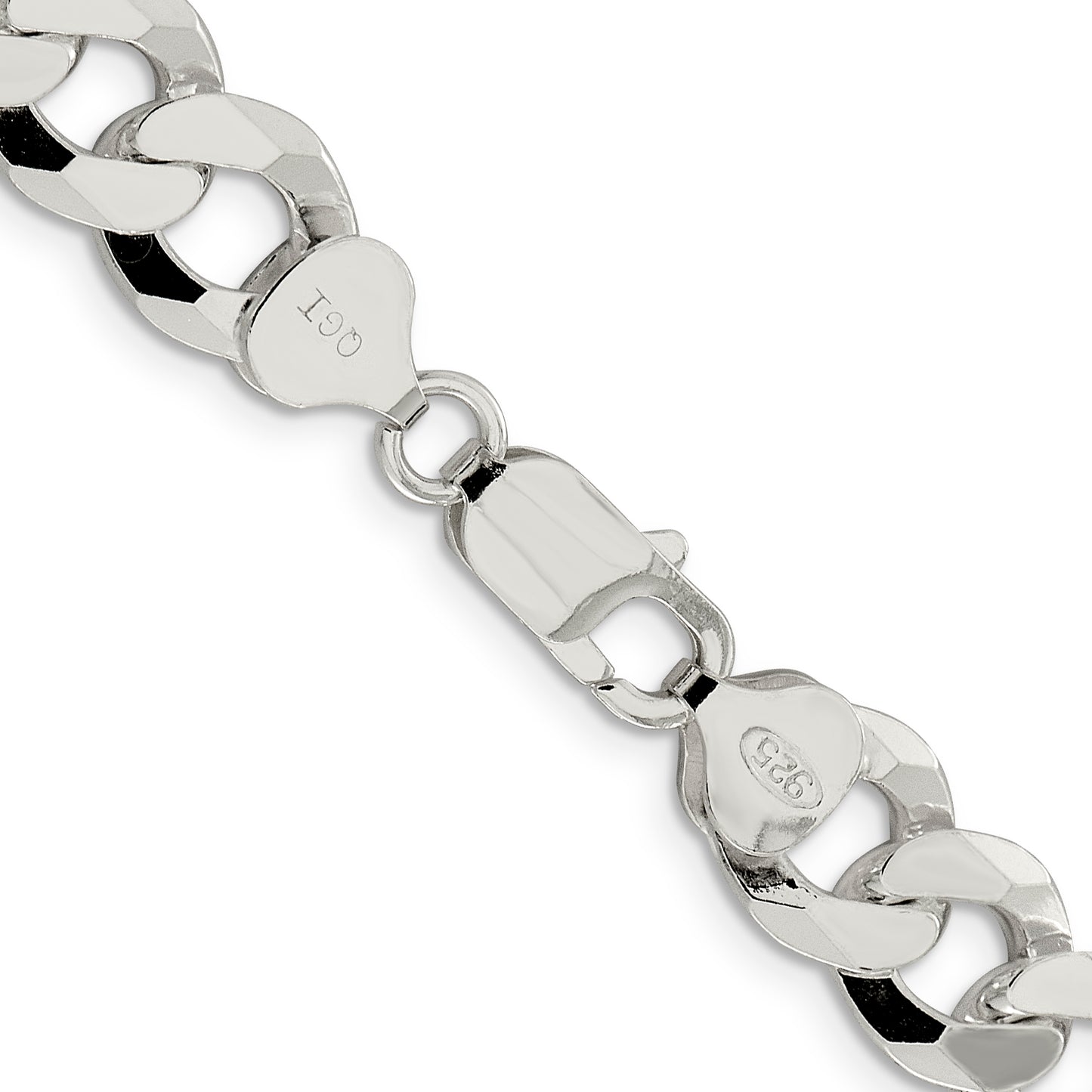 20 Inch Sterling Silver 10.6mm Beveled Curb Chain