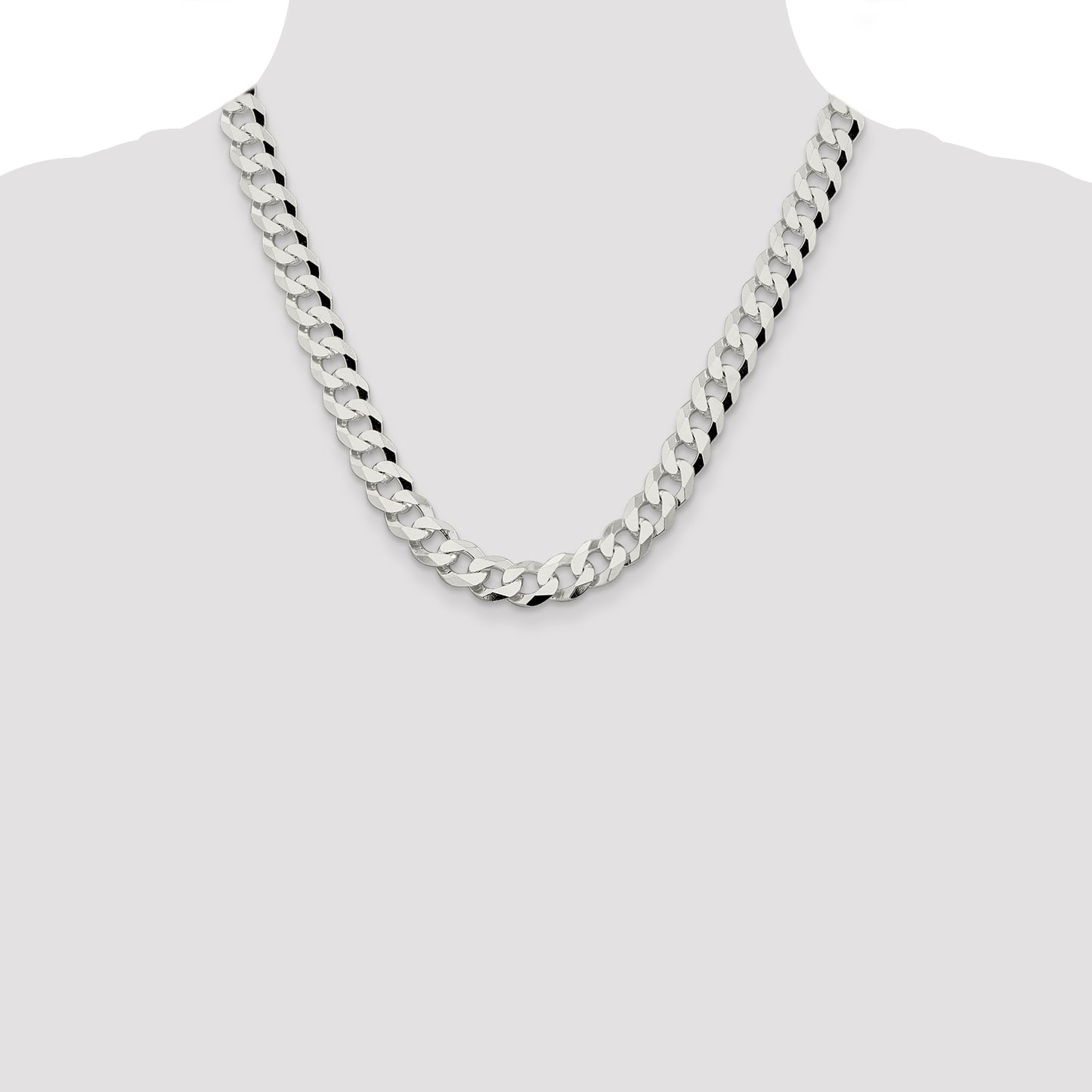 20 Inch Sterling Silver 10.6mm Beveled Curb Chain