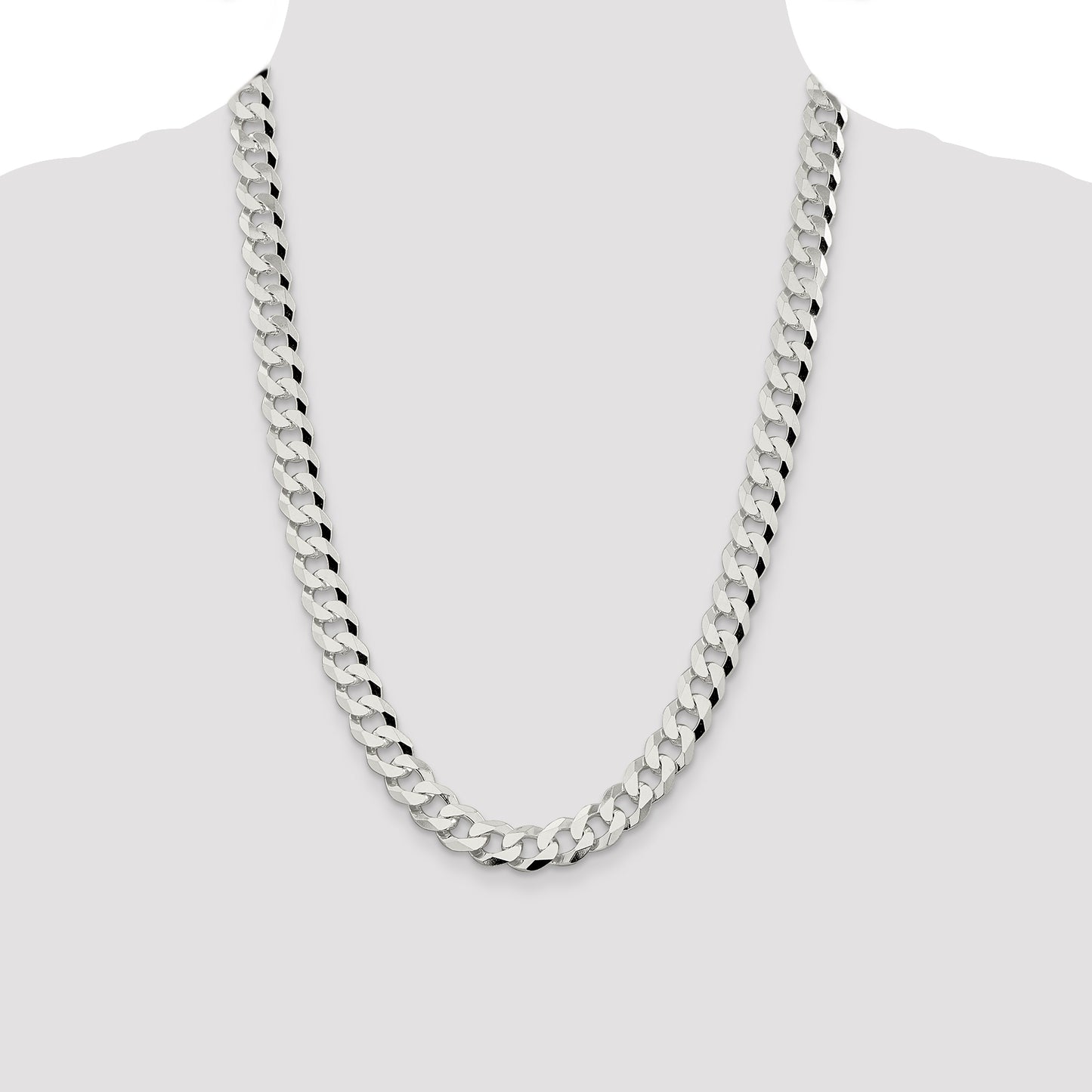 24 Inch Sterling Silver 10.6mm Beveled Curb Chain