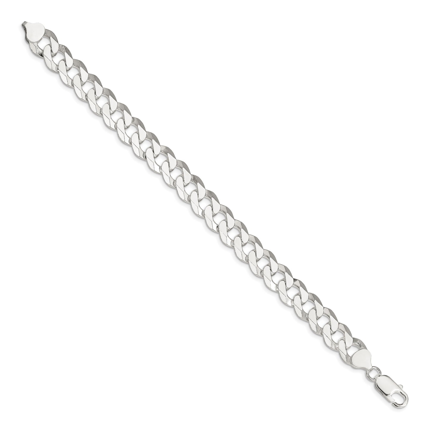 8 Inch Sterling Silver 10.6mm Beveled Curb Chain