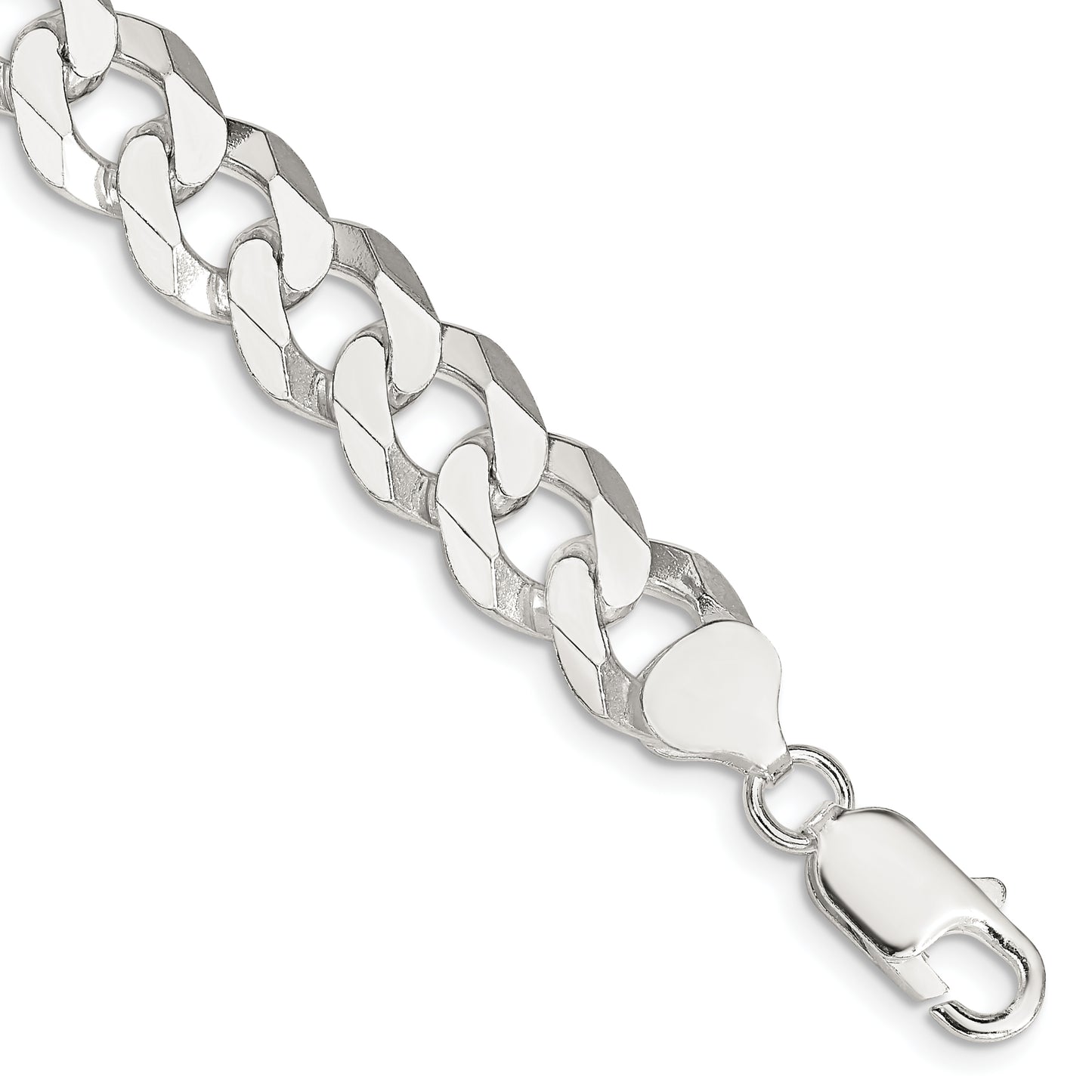 8 Inch Sterling Silver 10.6mm Beveled Curb Chain