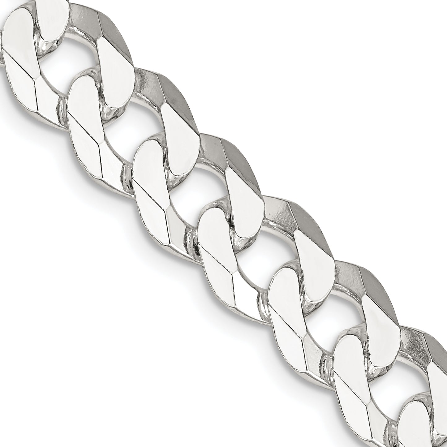 20 Inch Sterling Silver 10.6mm Beveled Curb Chain