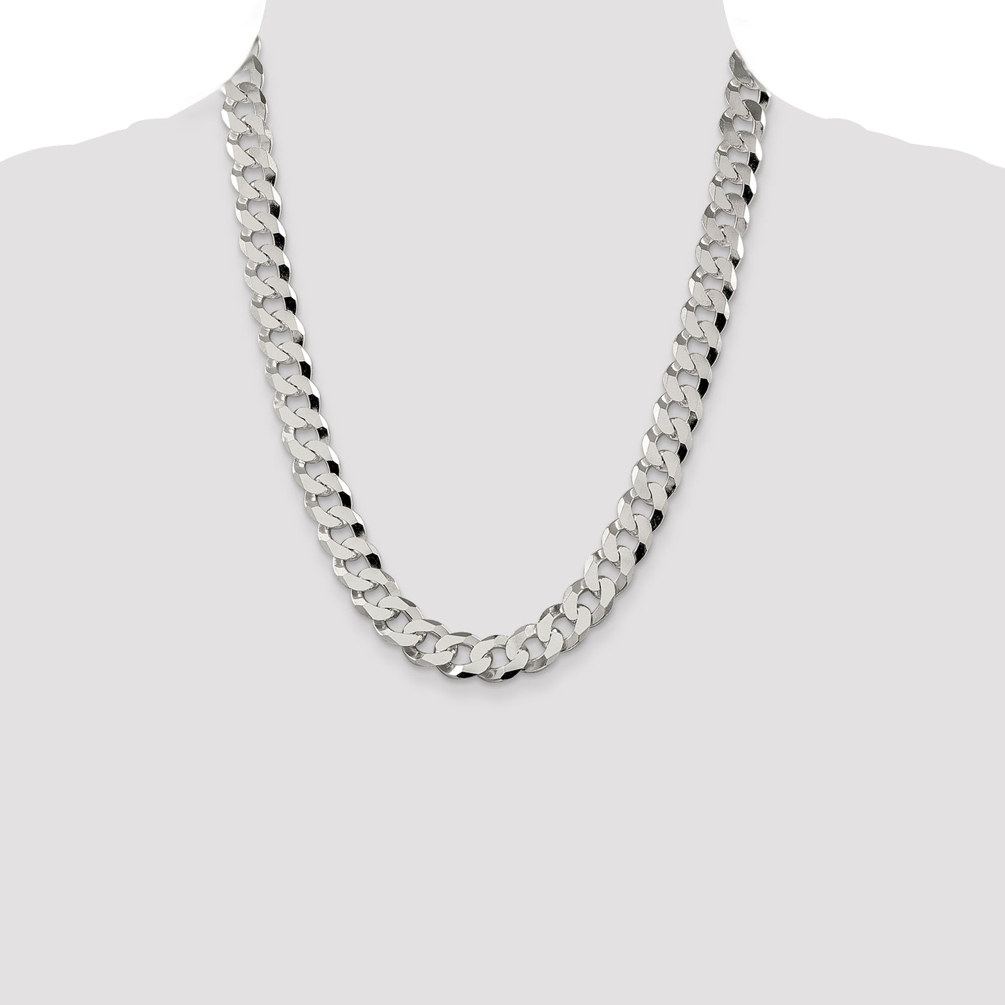 22 Inch Sterling Silver 12.3mm Beveled Curb Chain