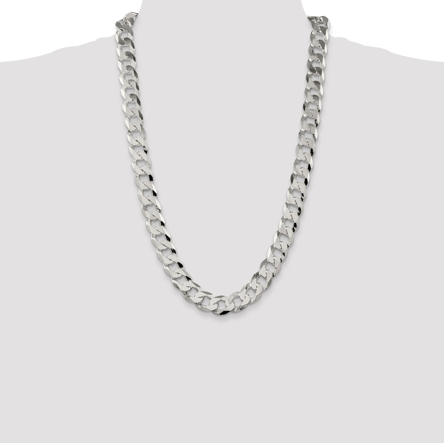 26 Inch Sterling Silver 13mm Beveled Curb Chain