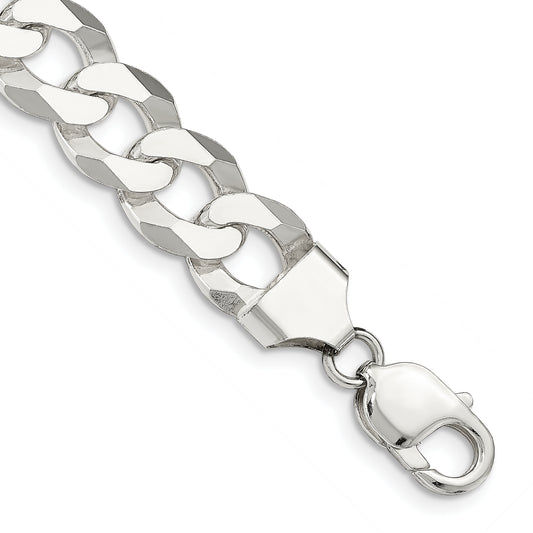 8 Inch Sterling Silver 13mm Beveled Curb Chain