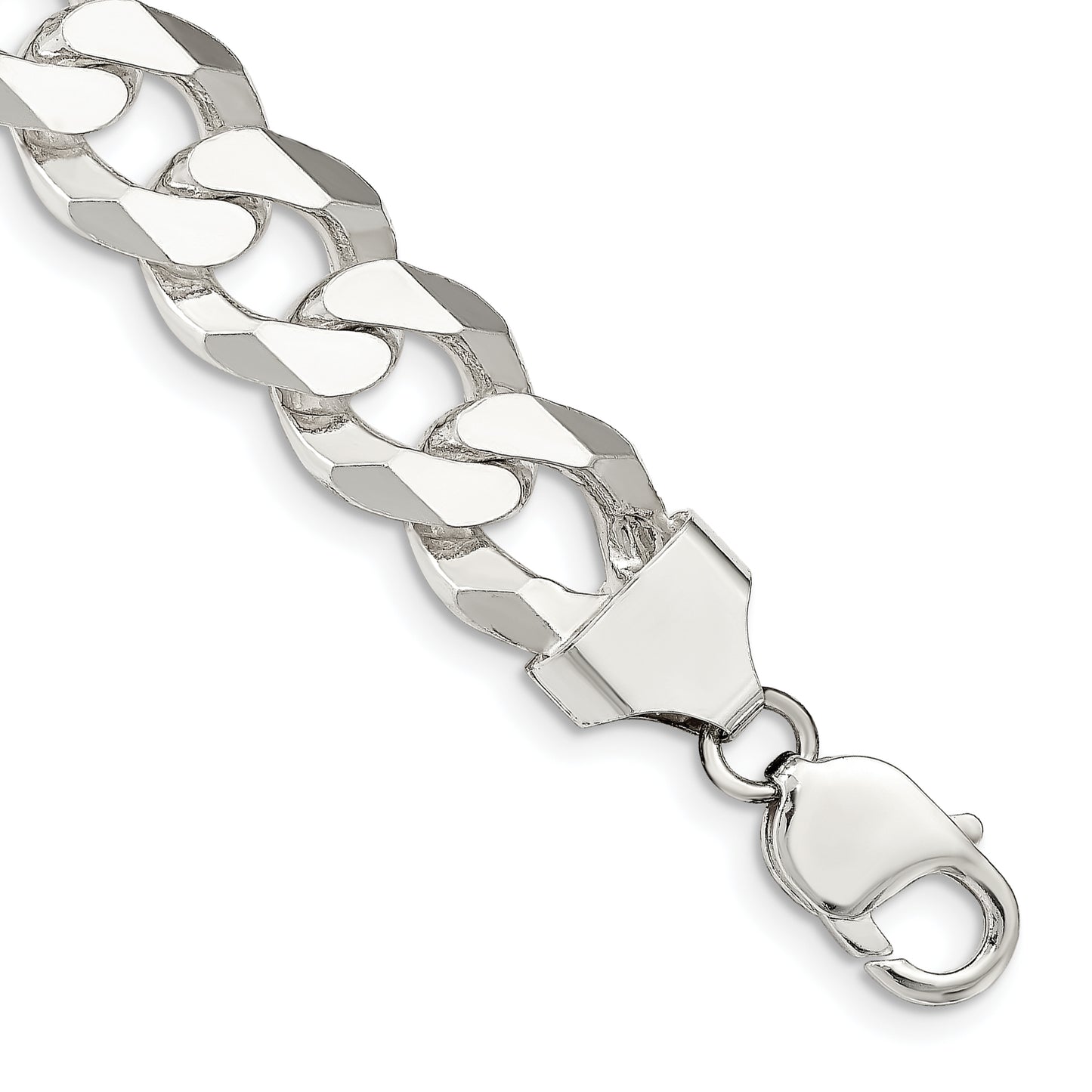 8 Inch Sterling Silver 14mm Beveled Curb Chain