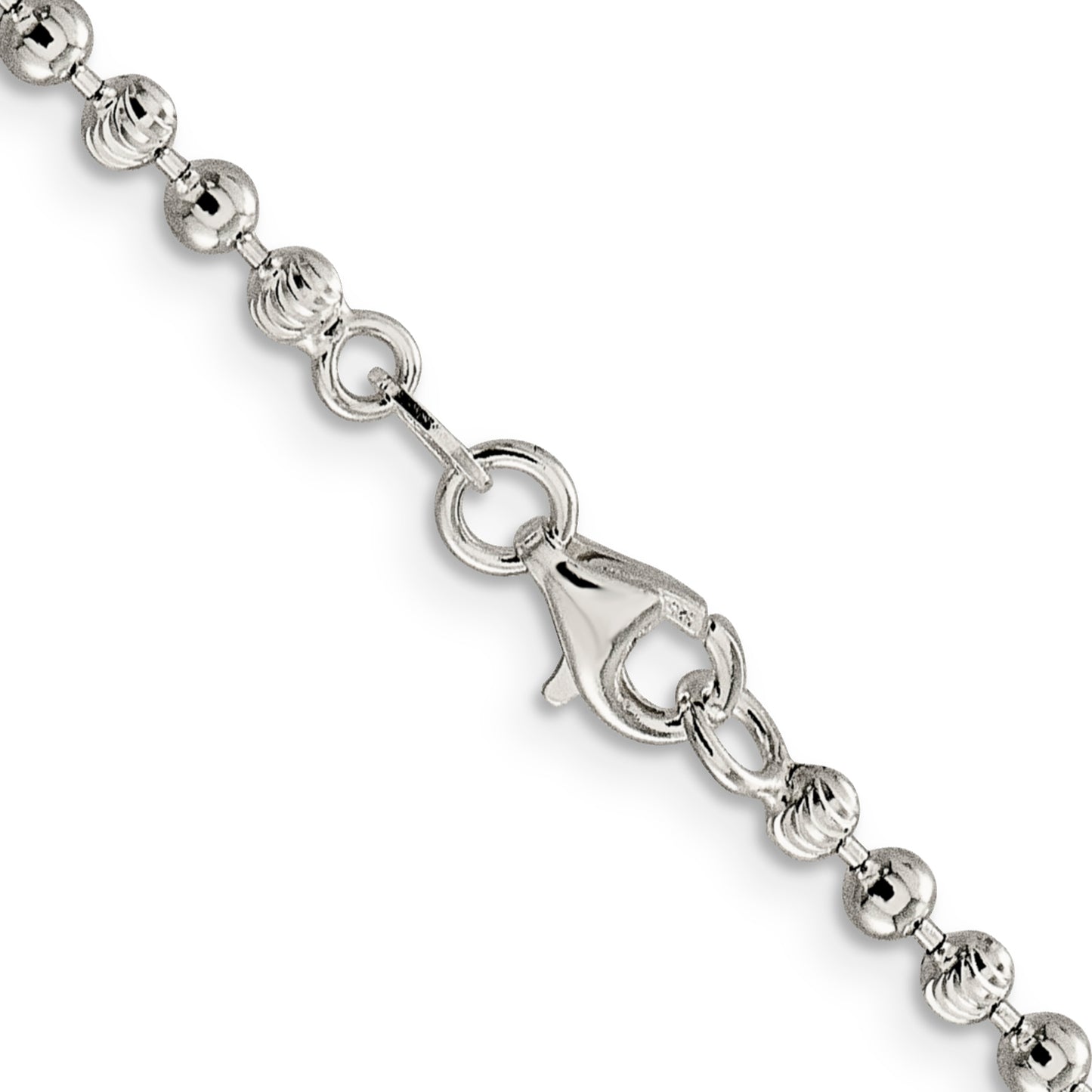 20 Inch Sterling Silver 3mm Fancy Beaded Chain