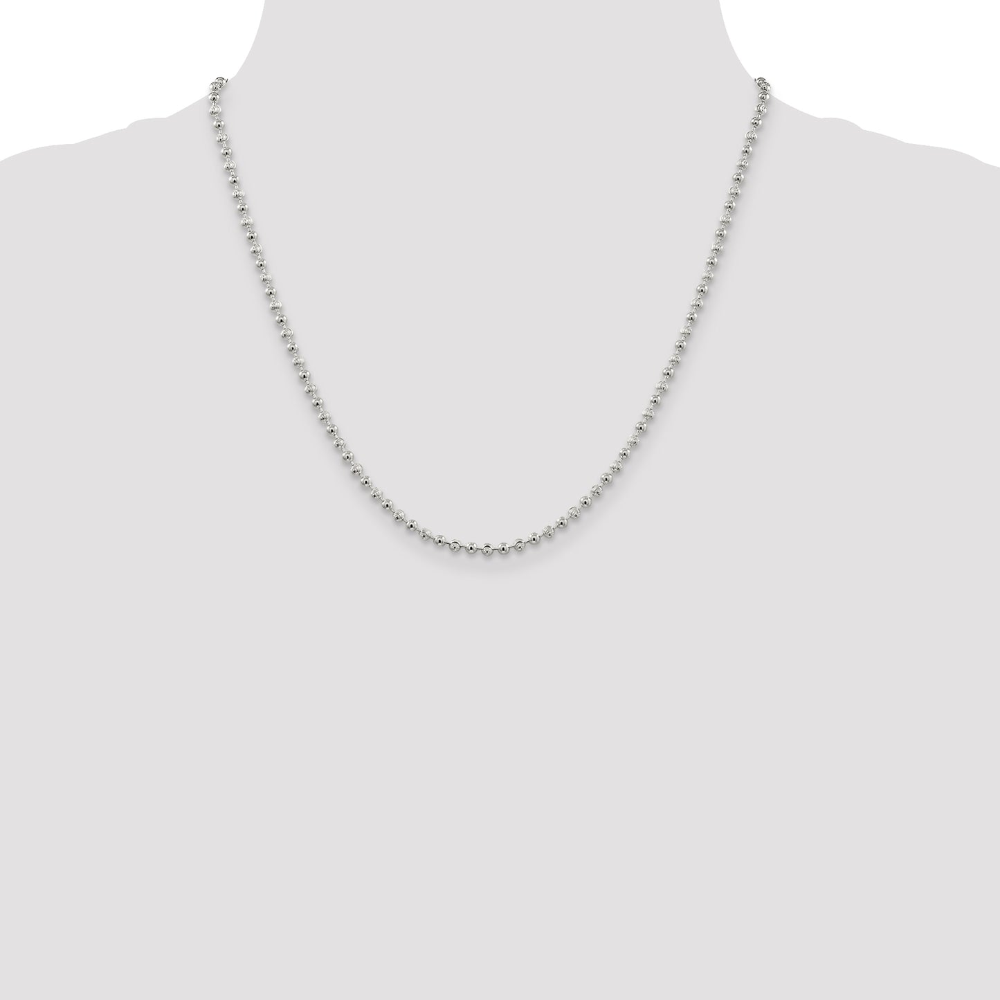 20 Inch Sterling Silver 3mm Fancy Beaded Chain