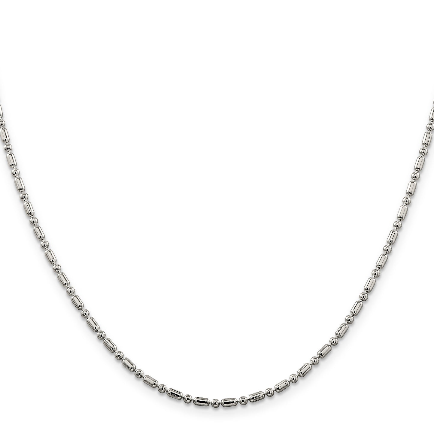 24 Inch Sterling Silver 2mm Fancy Beaded Chain