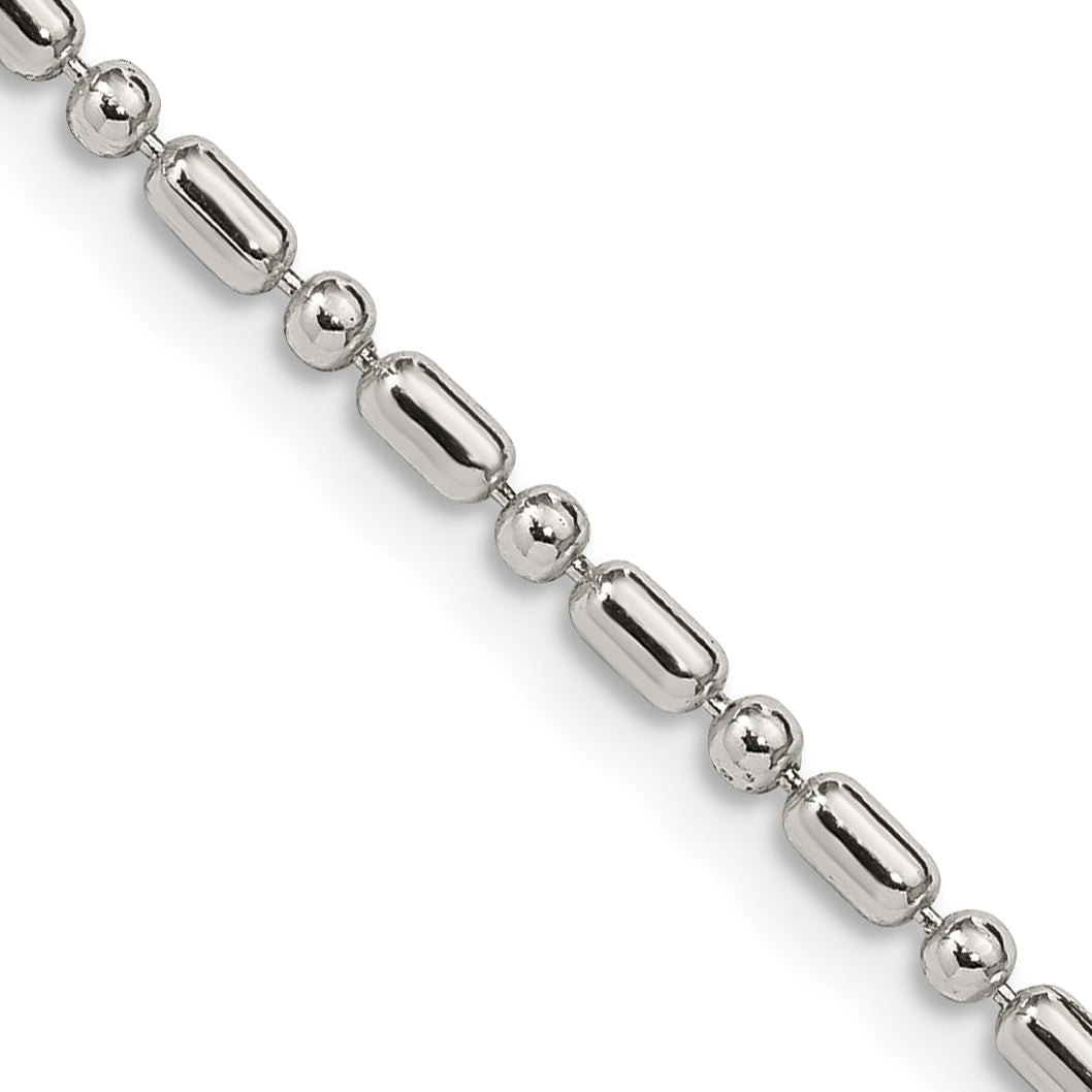 16 Inch Sterling Silver 2mm Fancy Beaded Chain