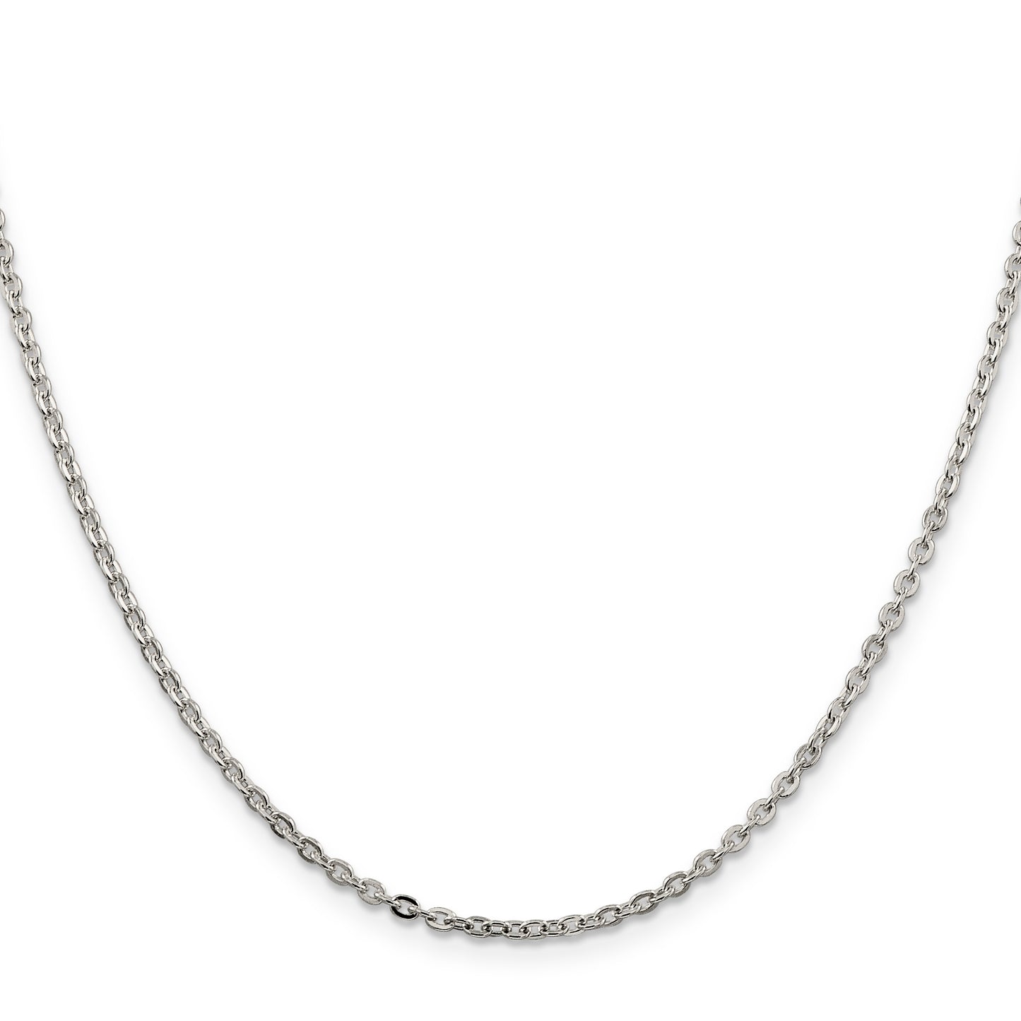 24 Inch Sterling Silver 2mm Flat Link Cable Chain