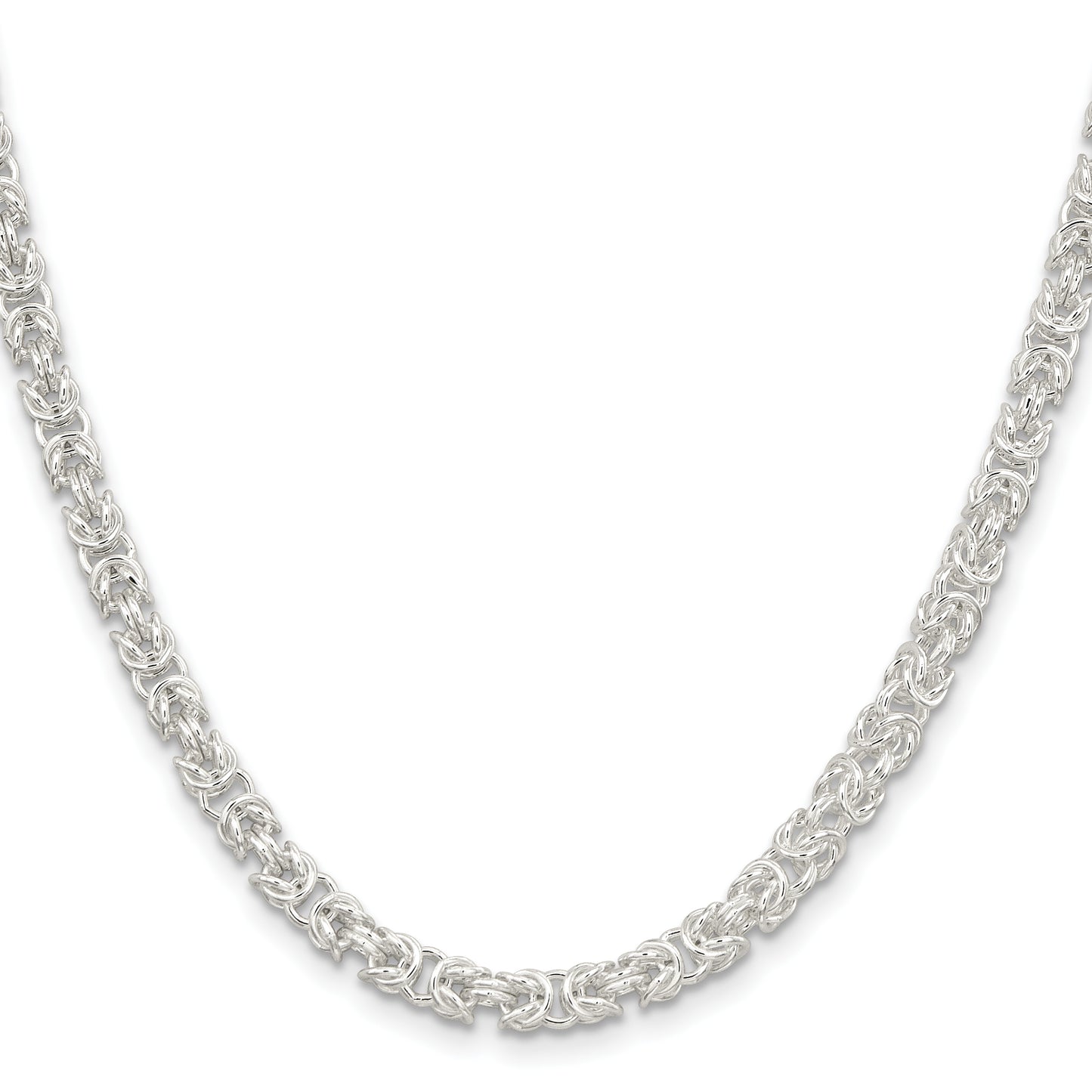 30 Inch Sterling Silver 4.75mm Rounded Byzantine Chain