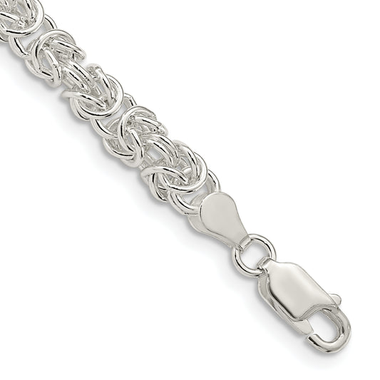 7 Inch Sterling Silver 4.75mm Rounded Byzantine Chain