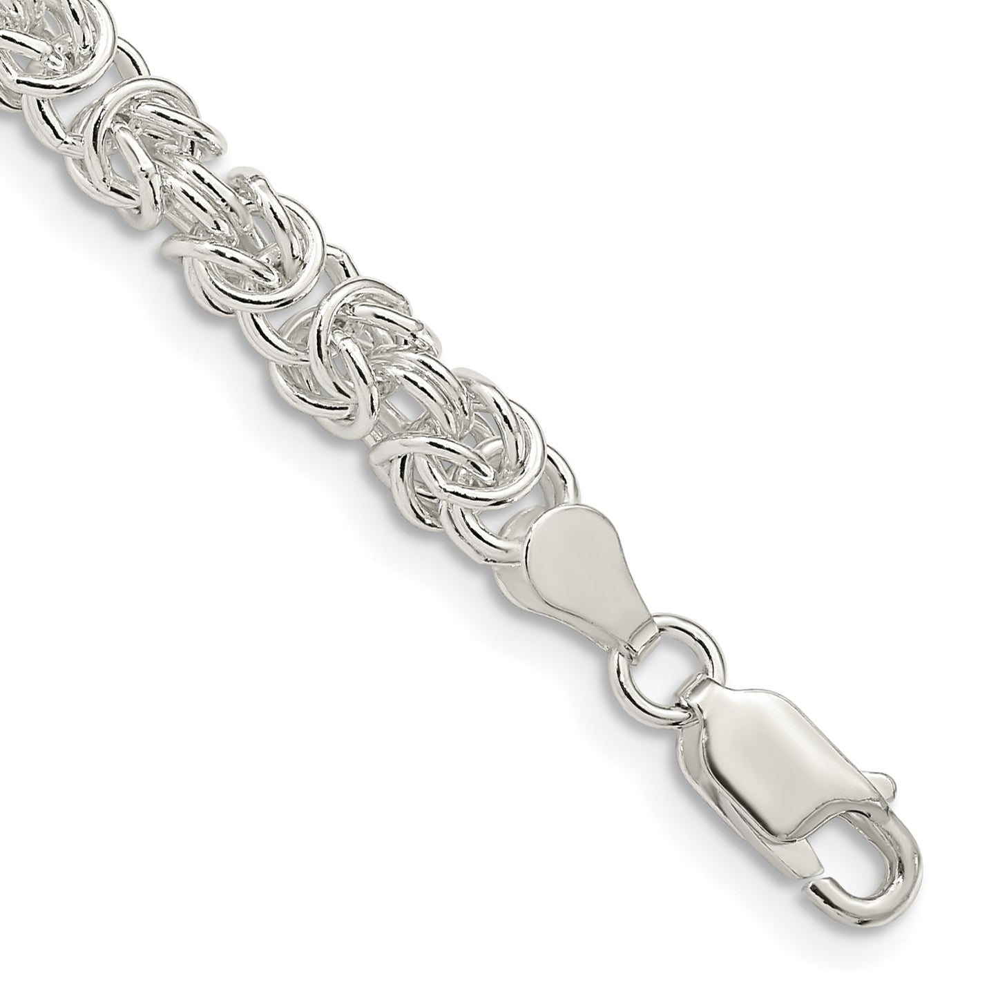 8 Inch Sterling Silver 4.75mm Rounded Byzantine Chain