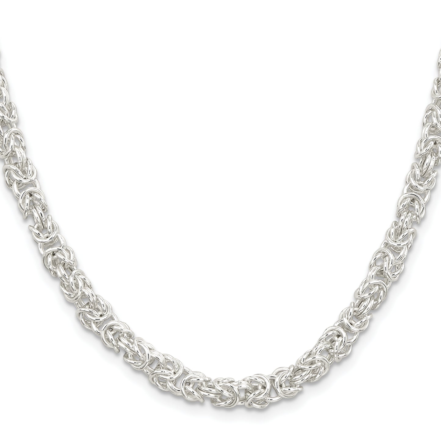 18 Inch Sterling Silver 5.5mm Rounded Byzantine Chain