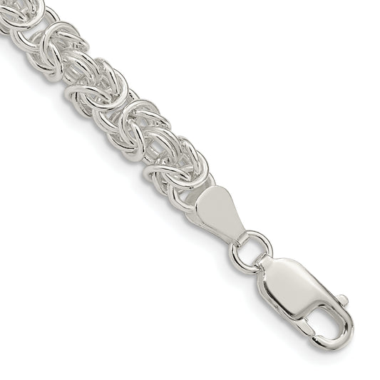 8 Inch Sterling Silver 5.5mm Rounded Byzantine Chain