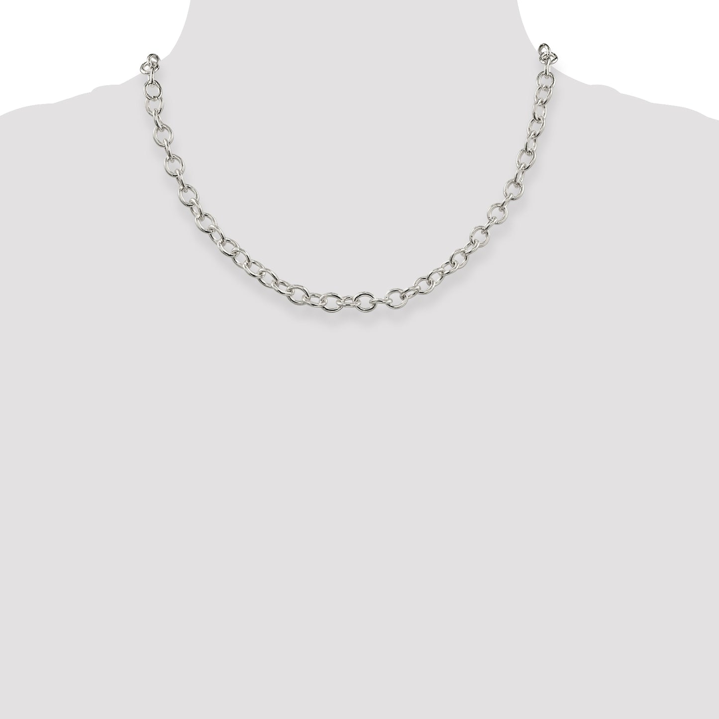 18 Inch Sterling Silver 6.8mm Oval Cable Chain