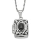 Sterling Silver Rhodium-Plated Oval Onyx Rectangle 22mm Locket 18 Inch Necklace