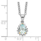 Sterling Silver Brilliant Gemstones With 14K Accent Rhodium-Plated Sky Blue Topaz And Diamond 18 Inch Necklace 2 Extender