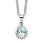 Sterling Silver Brilliant Gemstones With 14K Accent Rhodium-Plated Sky Blue Topaz And Diamond 18 Inch Necklace 2 Extender