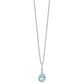 Sterling Silver Brilliant Gemstones With 14K Accent Rhodium-Plated Sky Blue Topaz And Diamond 18 Inch Necklace 2 Extender