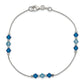 7.5 Inch Sterling Silver Polished Aquamarine Capri Blue Glass Bead Bracelet