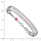 4.9 Inch Sterling Silver Rhodium-Plated Polished & Beaded Crystal Multi-Color Enameled Princess With Chain Baby Bangle