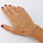 Sterling Silver Rh-Plated Polished Cz Heart/Arrow Attached Ring/Bracelet