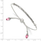 Sterling Silver Antiqued Pink Crystal Briolette Adjustable Bracelet