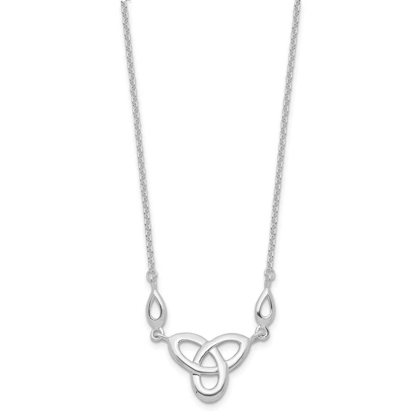 Sterling Silver Rhodium-Plated Polished Celtic Knot 16 Inch Necklace With 1.5 Extension