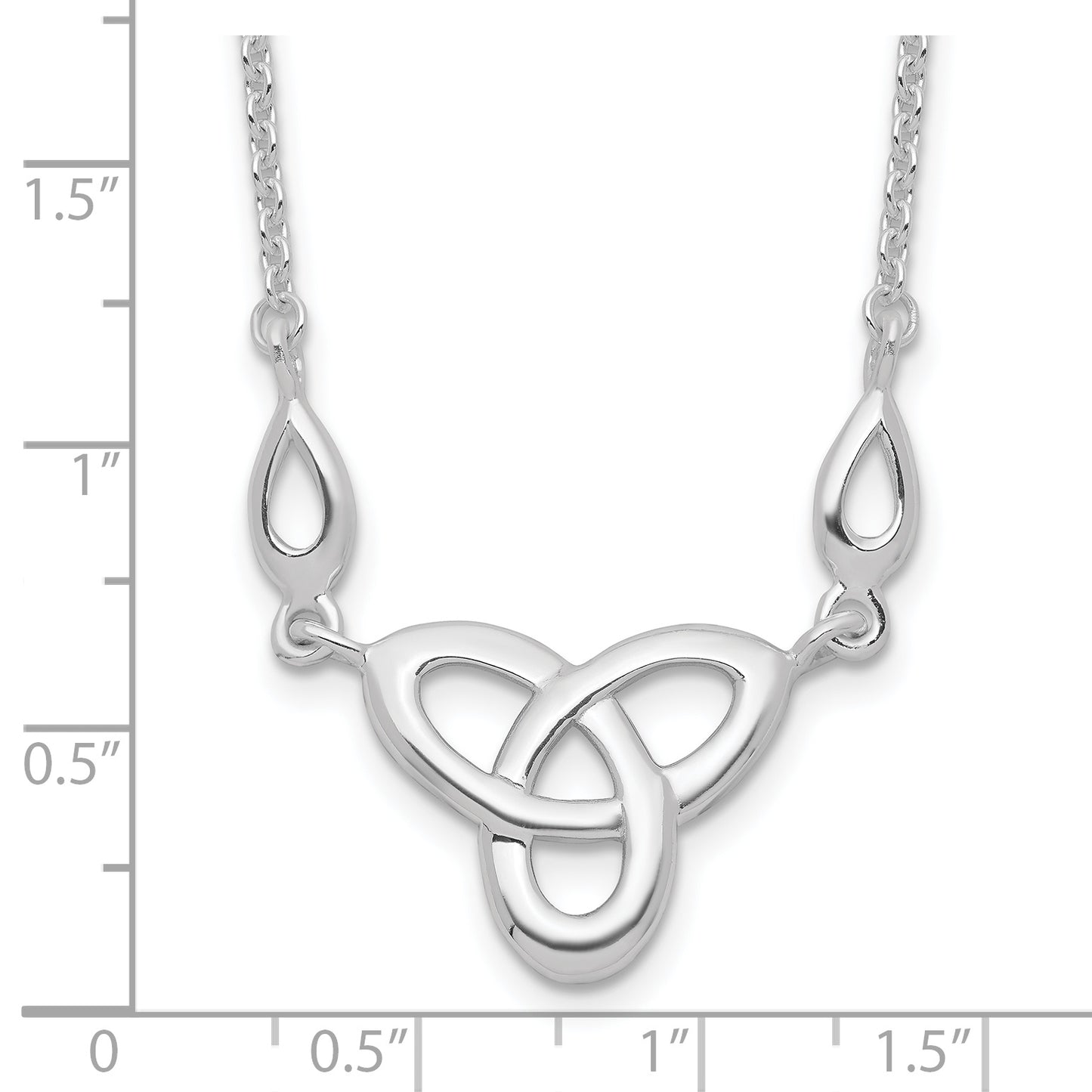 Sterling Silver Rhodium-Plated Polished Celtic Knot 16 Inch Necklace With 1.5 Extension