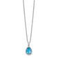 Sterling Silver Rhodium Polished Blue Topaz & Cz Necklace