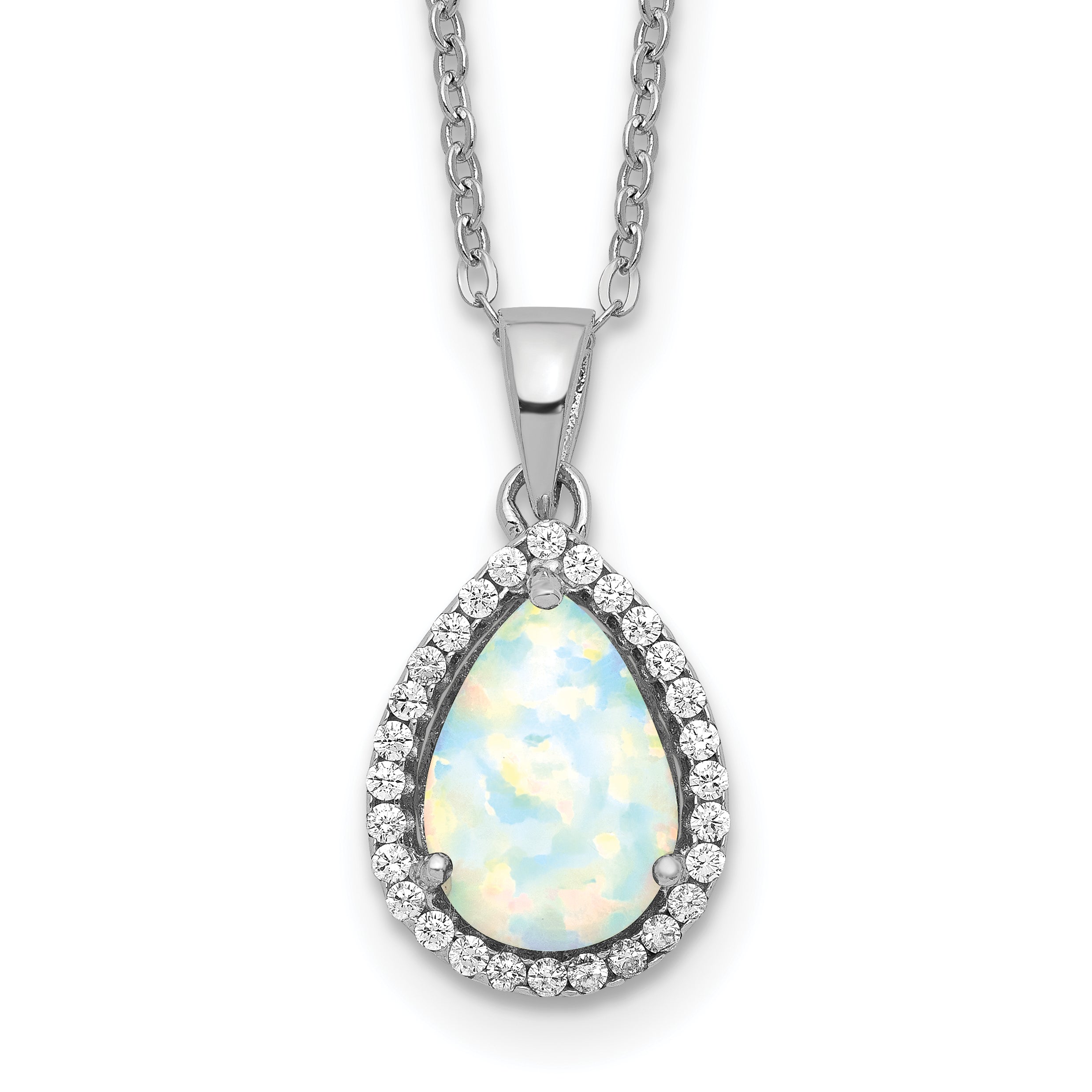 Sterling hotsell Silver 925 Imitation Opal & CZ Necklace