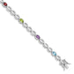 7.5 Inch Sterling Silver Rhod-Plat Amethyst Blue Topaz Garnet Peridot Bracelet