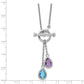 Sterling Silver Rhod-Plat Amethyst And Light Swiss Blue Topaz Necklace