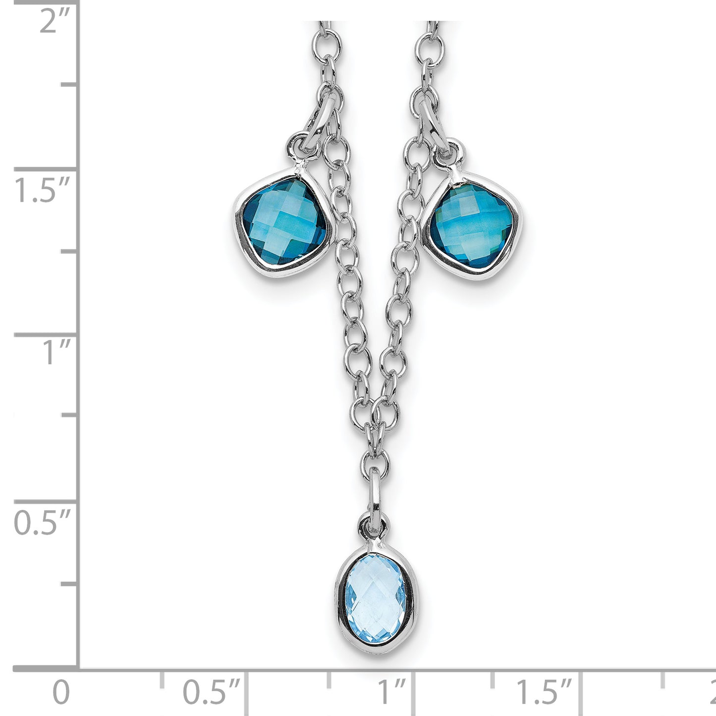 Sterling Silver Rhod-Plat London And Sky Blue Topaz W/ 2In Ext. Necklace