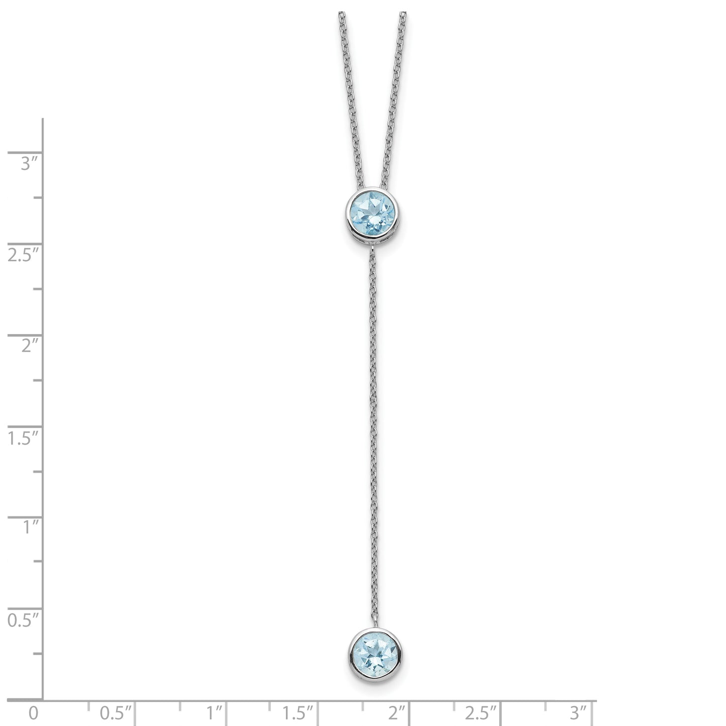 Sterling Silver Rhodium-Plated Blue Topaz W/ 2In Ext. Y-Necklace