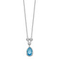 Sterling Silver Rhodium-Plated White & Blue Topaz W/ 2In Ext. Necklace