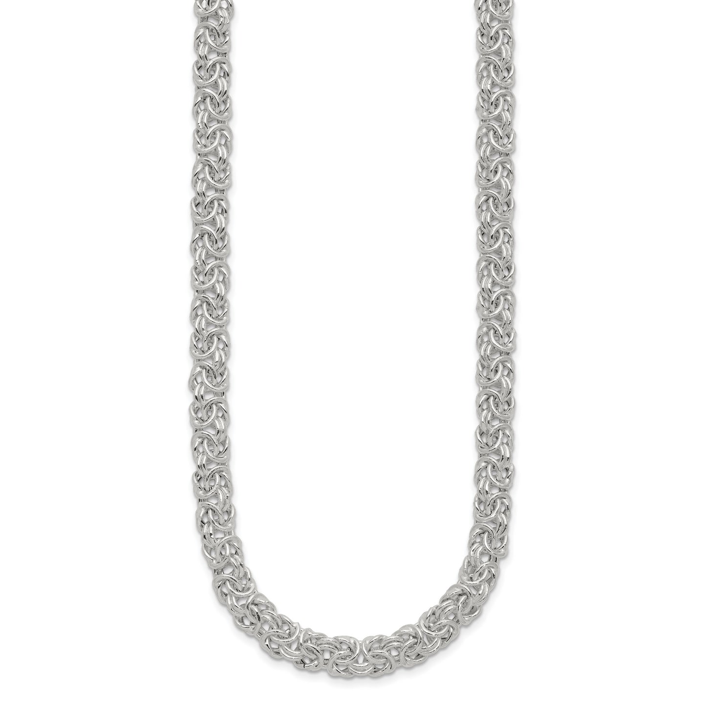 Sterling Silver Polished Byzantine Link Necklace