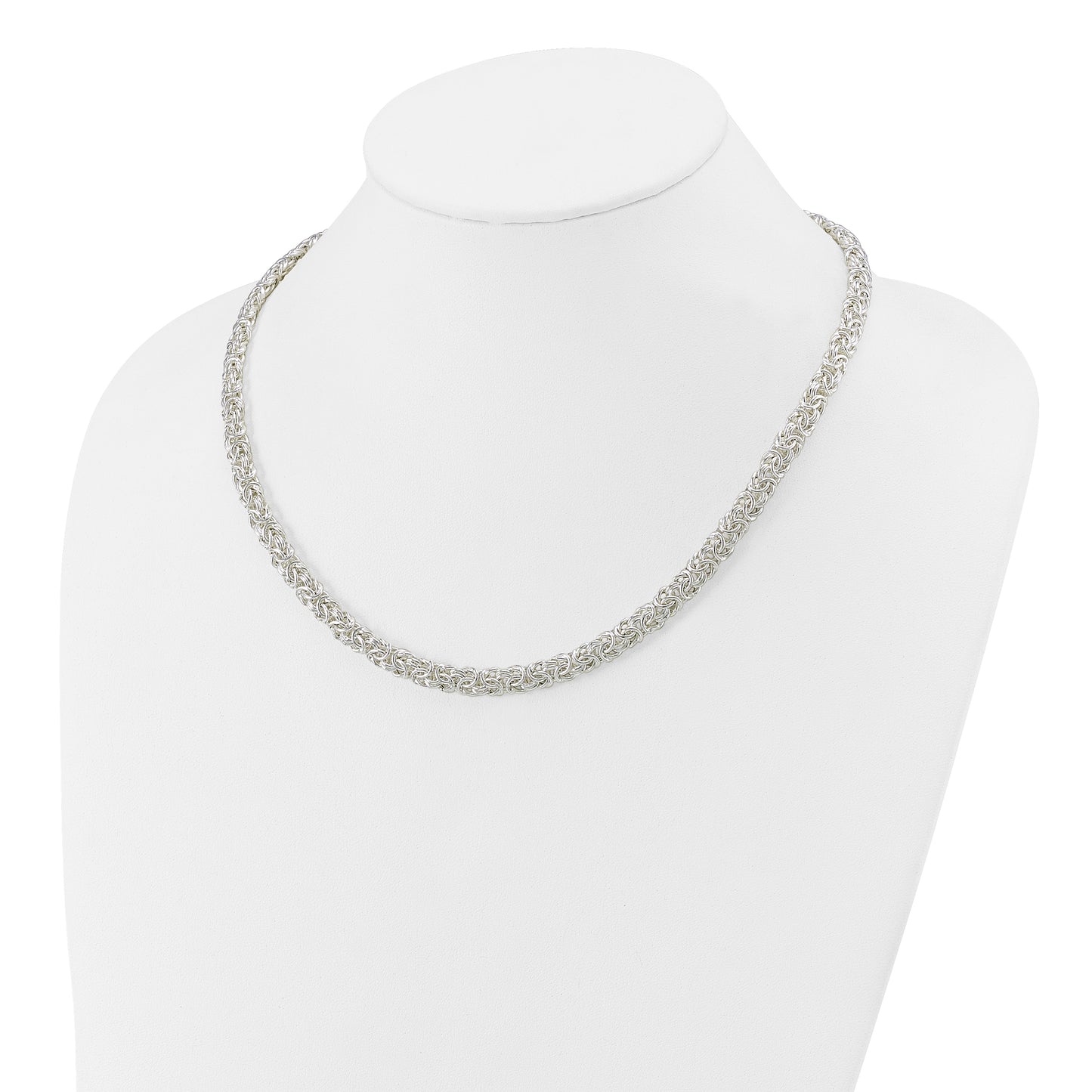 Sterling Silver Polished Byzantine Link Necklace