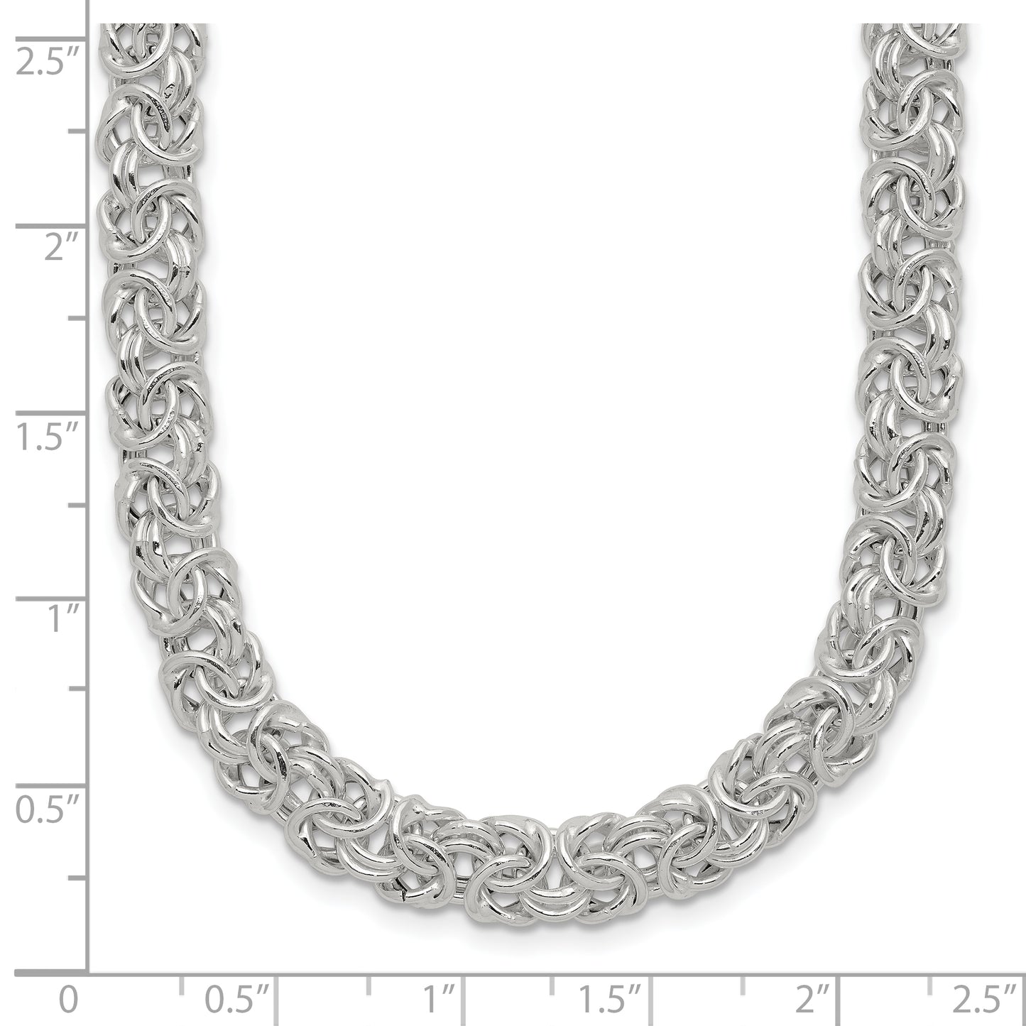 Sterling Silver Polished Byzantine Link Necklace