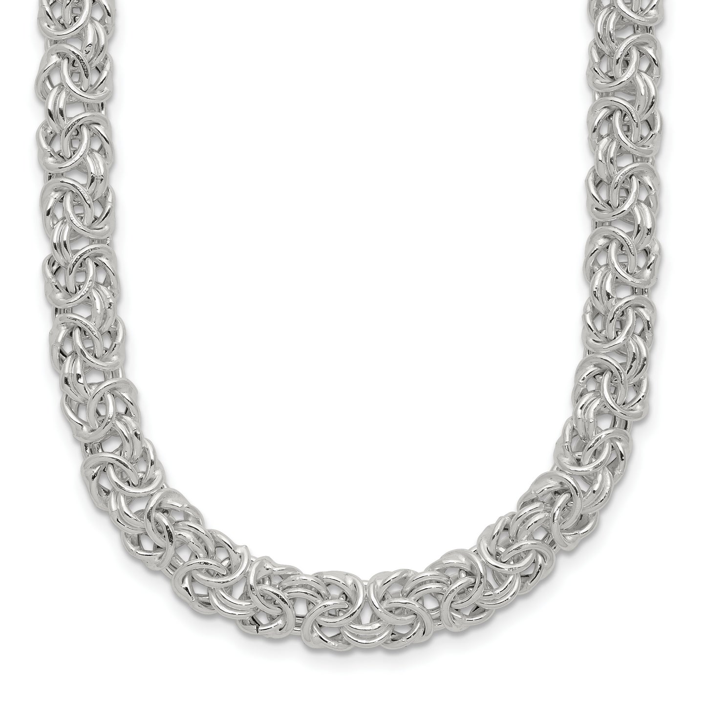 Sterling Silver Polished Byzantine Link Necklace