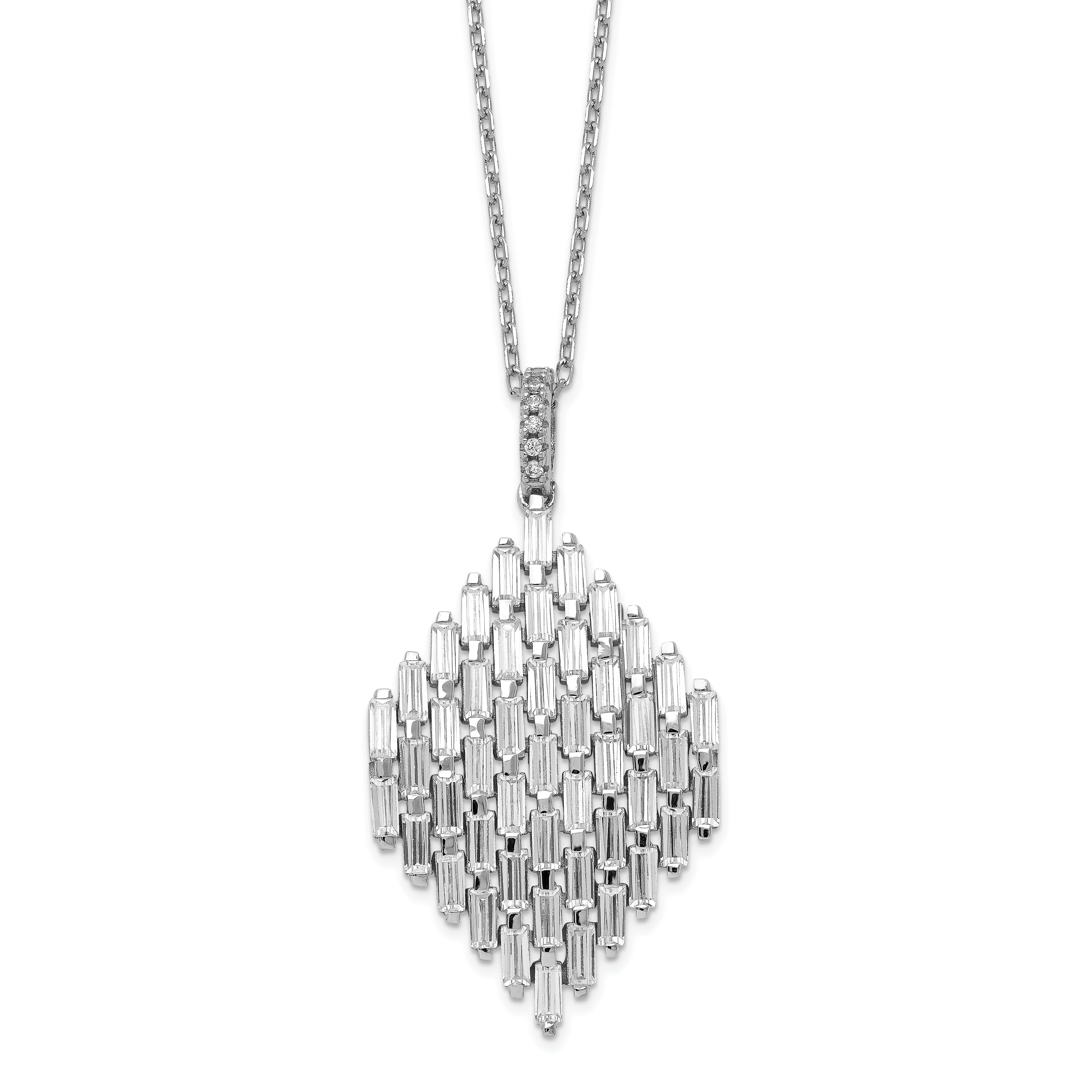 New Cluster CZ Crystal Pendant fashion Silver Necklace