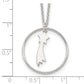 Sterling Silver Polished Shooting Star Circle Pendant Necklace