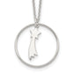 Sterling Silver Polished Shooting Star Circle Pendant Necklace