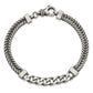 8.5 Inch Sterling Silver Brushed Antiqued Wheat & Curb Chain Bracelet