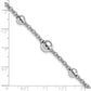 8 Inch Sterling Silver Rhodium-Plated Beaded Popcorn Chain W/1In Ext Bracelet