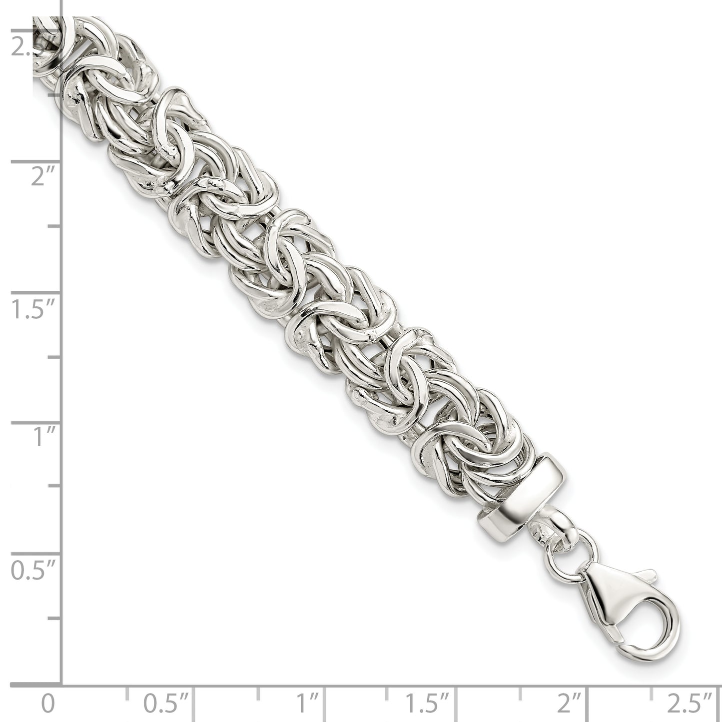 7 Inch Sterling Silver Polished 9.3mm Flat Byzantine 7In Chain