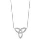 Sterling Silver Polished Rhodium-Plated Cz Celtic Knot 18In Necklace