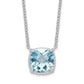 Sterling Silver Rhodium-Plated Square Blue Topaz W/2 In Ext. Necklace